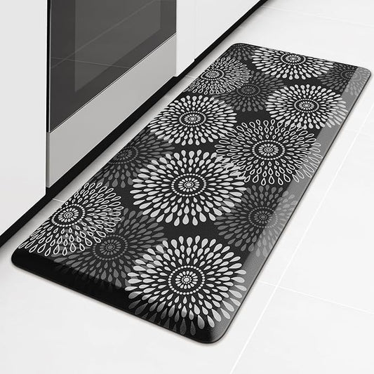 LuxStep Kitchen Mat Waterproof Kitchen Rugs for Floor Cushioned Anti-Fatigue Mat Non-Slip Standing Desk Mat Comfort Floor Mats for House Sink Office 17.3" x 39" Black