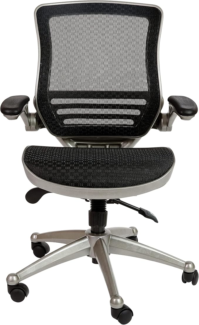 Flash Furniture Warfield Mid-Back Transparent Black Mesh Executive Swivel Office Chair with Graphite Silver Frame and Flip-Up Arms
