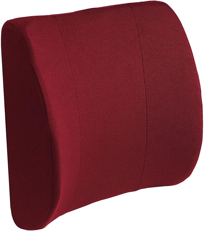 DMI Memory Foam Lumbar Pillow Support Pillow Back Support Chair Cushion with Strap for Better Posture and Easing Back Pain, Black