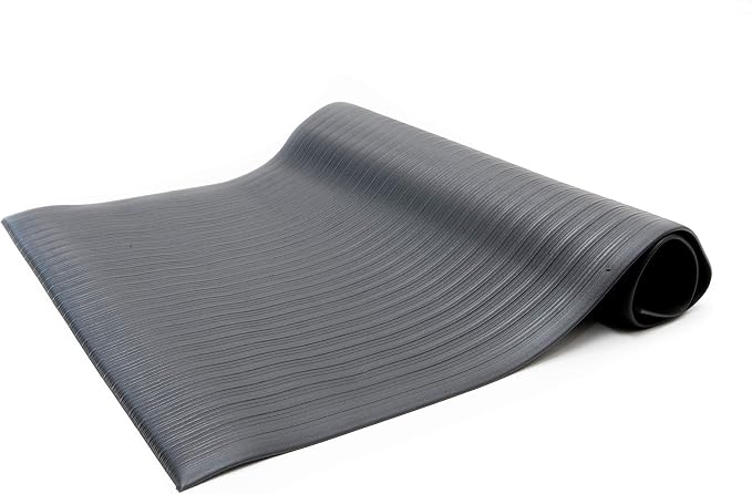 Bertech Anti Fatigue Floor Mat (Made in USA), 2 Feet Wide x 3 Feet Long x 3/8 Inches Thick, Ribbed Pattern Top, Black, Bevelled on All Four Sides, RoHS and REACH Compliant