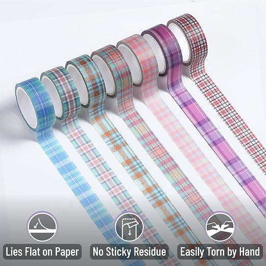 Mr. Pen- Washi Tape Set, 21 Rolls, Assorted Sizes, 5 Yards/Roll | Washi Tape for Scrapbook, Arts, Crafts, Journals and Planners, Plaid Design