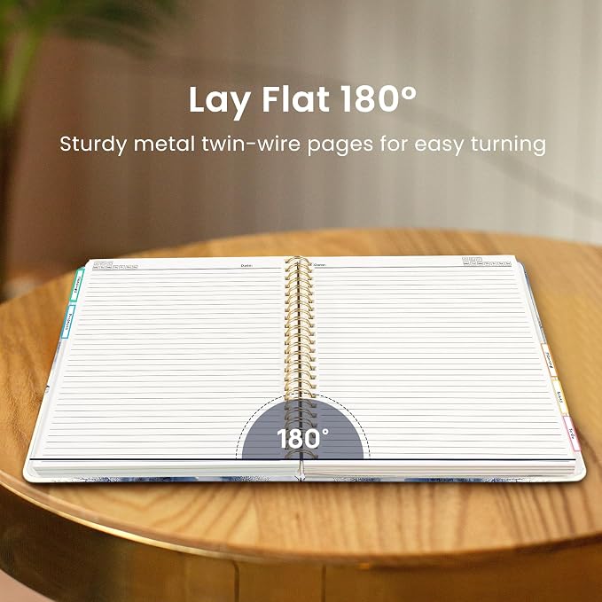 Large Spiral Lined Notebooks for Work with Removable Dividers & Tabs, 8.5"x11" Pretty Hardcover 5 Subject Notebook Journal for Women, College Ruled, Perfect for Study & Office Organization, 280 Pages,Marble Vein