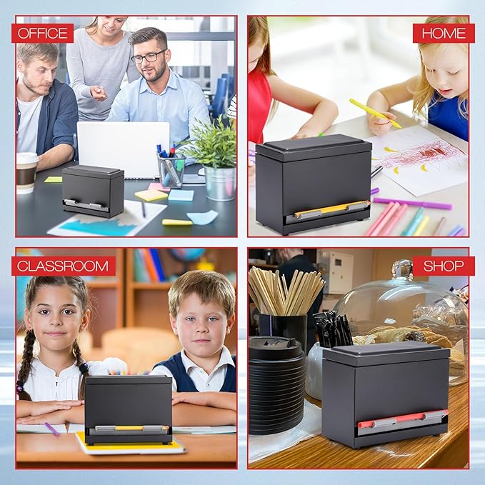 201 Pcs Stainless Steel Pencil Dispenser Kit for Classroom Metal Straw Dispenser with 200 HB Pencils Back to School Supplies Pen Holder for Classroom Desk Teacher Must Haves Office(Black)