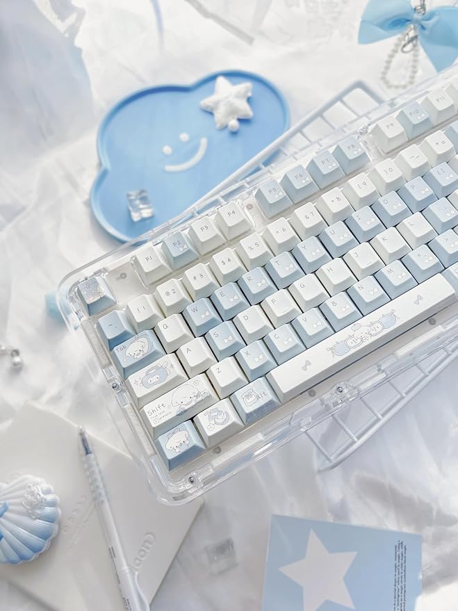 Blue Puppy's Fruits Keycaps 140 Keys, Cherry Profile PBT Key Caps Set, Dye Sublimation Cute Keyboard Keycaps, Custom Key Cap for Cherry MX Switches Mechanical Gaming Keyboard 60% 75% 100%
