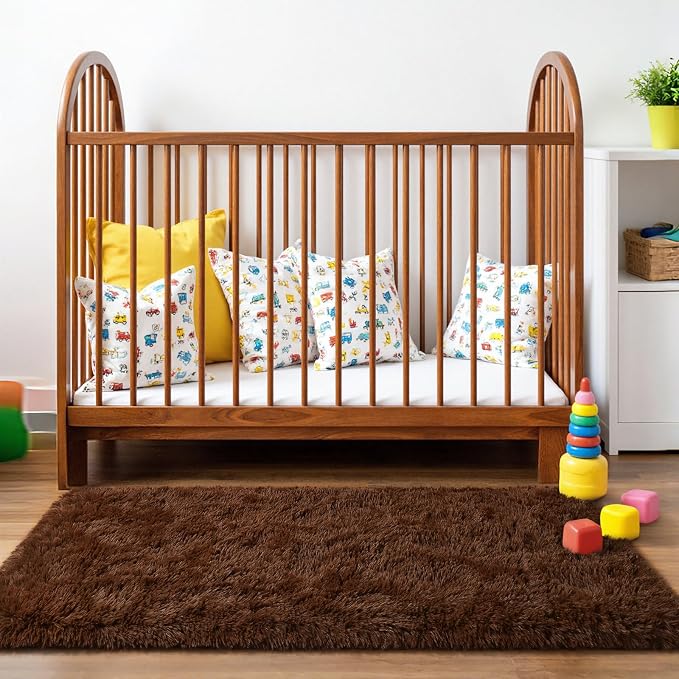 HOMORE Runner Rug 2x4 Brown Rug for Bedroom, Fluffy Runner Rugs for Hallway Bedside, Long Rugs for Living Room Kids Room, Soft Carpet for Dorm Indroor Entrance