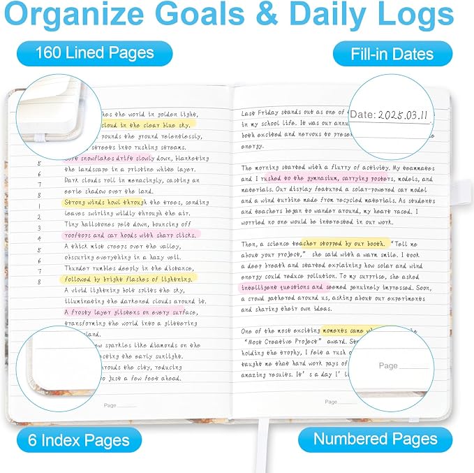 Lined Journal Notebook A5, College Ruled Hardcover Journal for Women, 160 Pages with 100gsm Thick Paper for Writing, Work, Notes & Journaling, Gift for Women, Deer
