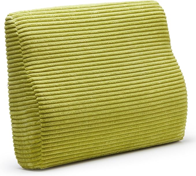 Lumbar Support Pillow for Recliner Chair/Accent Chair/Couch, Large Memory Foam Back Support Cushion for Elderly, Ergonomic Backrest Pillow for Back Rest, Pain Relief, Reading, Washable Cover, Green