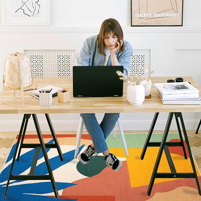 Office Chair Mat for Hardwood Floor, 72"x48" Easy Glide Computer Desk Mat Protector for Rolling Chair Under Desk Rug Nonslip Backing, Machine Wash, (Modern)