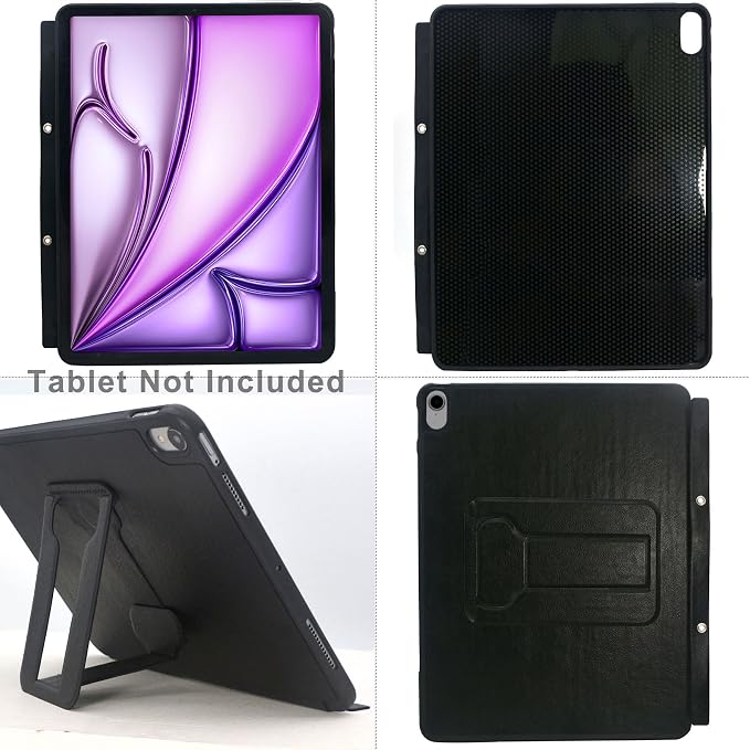 Tablet Organizer Portfolio Case with 3-Ring Binder, Binder Padfolio File Folder with Removable Tablet Holder, Compatible with iPad Air 13" M4/M3/M2 (2026/2025/2024), Gray