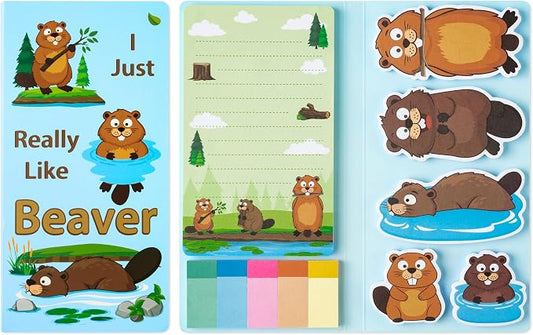 B1ykin Cute Sticky Notes Set - I Just Really Like Beaver Self-Stick Notes Pad, 550 Sheets Writing Memo Pages Sticky Notepad for Teacher Appreciation Gifts, School Office Supplies (Beaver)