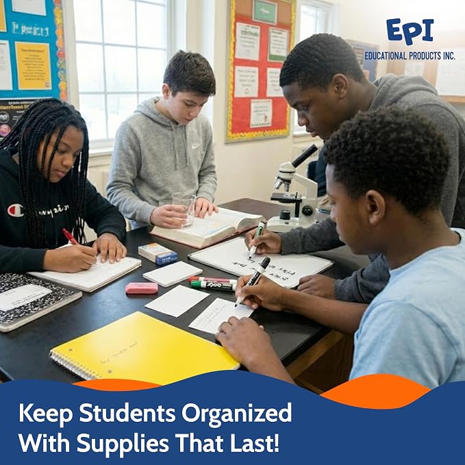 EPI Essentials Bulk Back to School Supplies for Kids – 6th to 8th Grade – 48 Items in Kit – Middle School Supply Packs – Wide-Ruled Bundle with Composition Notebooks – Suitable for Homeschooling