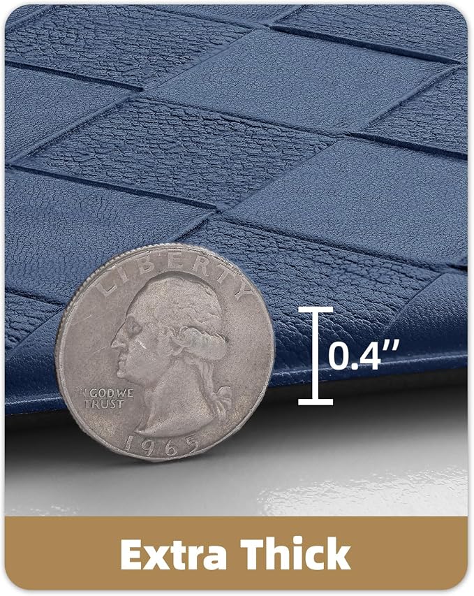 Color&Geometry Checkered Narrow Kitchen Floor Mat Anti Fatigue 17x47, Blue | Waterproof & Oil Proof, Easy Clean PVC Kitchen Rug For Busy Family, 0.4in Thick Cushion For Long Standing, Non Slip