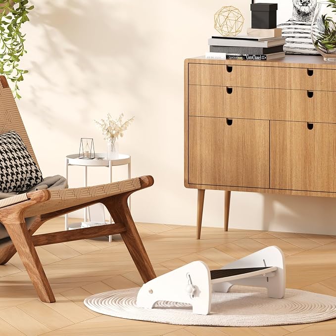 Adjustable Under Desk Footrest-Bamboo 4-Position Ergonomic Office Foot Stool with Large Non-Slip Surface, Improves Posture for Home,Office & Computer Desk Use (White)
