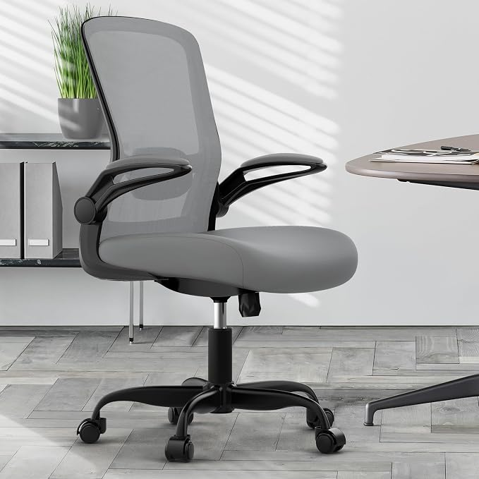 Mimoglad Ergonomic Office Chair - Desk Chair with Flip-up Armrests & 135° Recline, Adjustable Lumbar Support - Space-Saving Task Chair for Business/Team Office & Home | Supports 300 lbs · Seat 19.48"–23.4" · Breathable mesh · 20–30 min assembly · 5-yea...