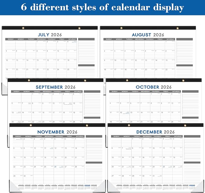 2026-2027 Desk Calendar - July 2026 - Dec 2027, 18 Months Calendar Pad with Black Corner Protectors, 17" x 12", Large Ruled Blocks, Large Office Desk Top Calendar