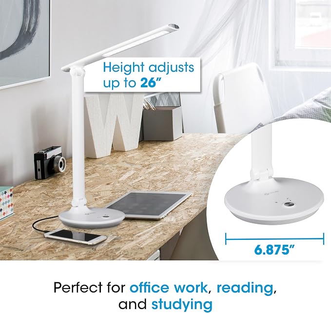 OttLite Desk Lamp with USB Charging & Good Housekeeping Sanitizing Light, LED Desk Lamp, Book & Reading Lights, Touch Activated, Flexible Neck, Stand & Desk Light for Home Office