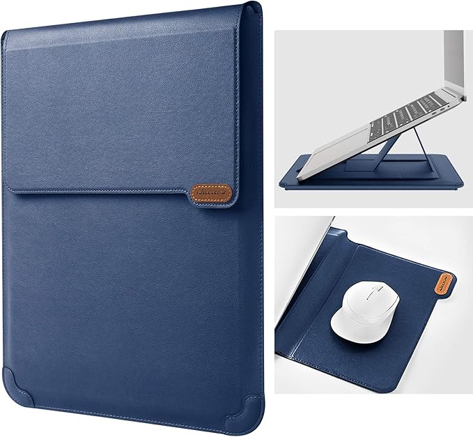 Nillkin Laptop Sleeve 15.6 inch (3-in1), MacBook Sleeve with Adjustable Stand & Mouse Pad, 2 Stand Modes, 15 inch Laptop Case, Slim MacBook Accessories for Samsung/Surface/Chromebook 13-15.6'', Blue