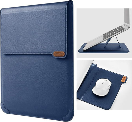 Nillkin Laptop Sleeve 15.6 inch (3-in1), MacBook Sleeve with Adjustable Stand & Mouse Pad, 2 Stand Modes, 15 inch Laptop Case, Slim MacBook Accessories for Samsung/Surface/Chromebook 13-15.6'', Blue