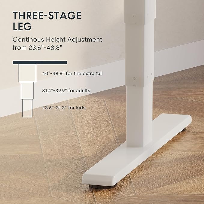 FlexiSpot E6 Bamboo 3-Stage Dual Motor 60 x 30 Electric Standing Desk Sit Stand Up Desk, Holds 220 lbs, Adjustable Height w/ Memory Presets, Solid Bamboo Curved Desktop & White Frame, Ships in 2 Boxes