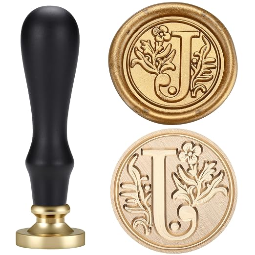 Yoption Traditional Initial Alphabet Wax Seal Stamp with 120 Antique Gold Wax Seal Beads Kit for Wedding Engagement Party Invitation Envelope Christmas Gift Wrap - Letter J