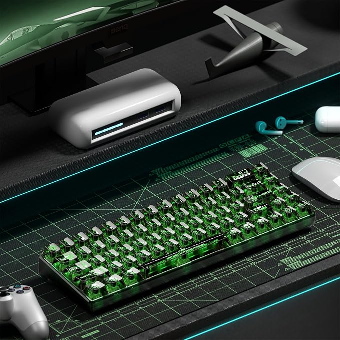 GMKWTL XVX Clear Keycaps, Transparent Keyboard Keycaps, Black Crystal Keycap Set, Cherry Profile Key caps 65 Percent Compatibility with MX Switches Mechanical Keyboards