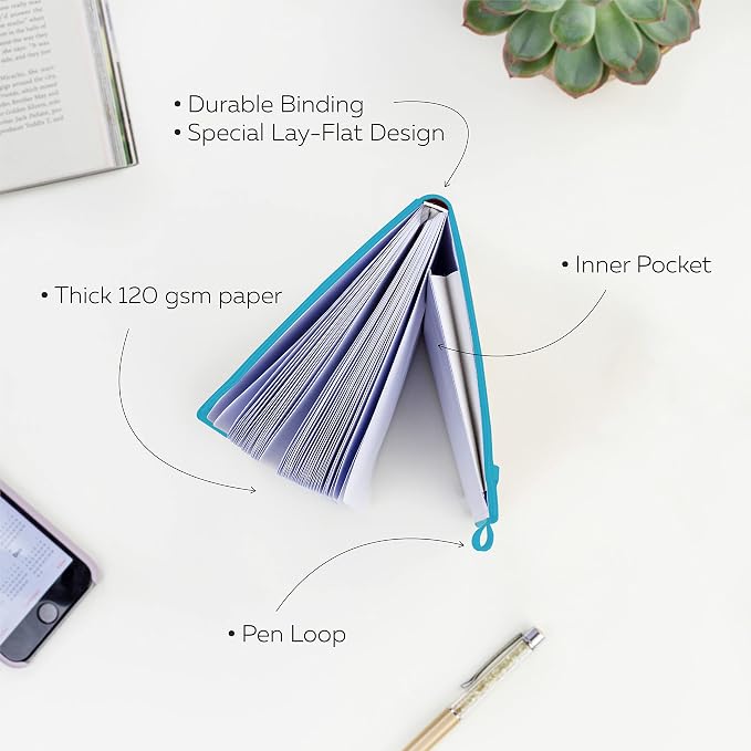 Clever Fox Dotted Notebook – Dot Grid Bullet Numbered Pages Hard Cover Notebook Journal With Thick 120g Paper and Pen Loop, Stickers, 3 Bookmarks, Smooth Faux Leather, 5'' x 8.25'' - Sky Blue
