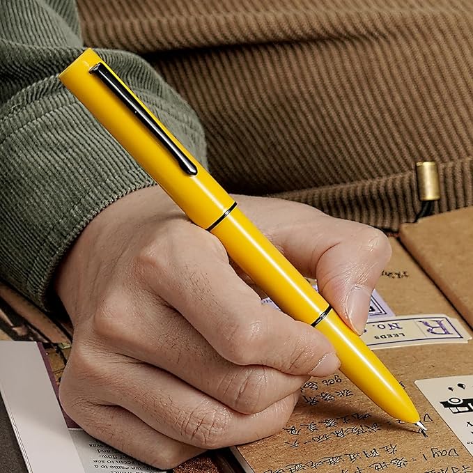 HONG DIAN C1 Fountain Pen Fine Nib, Snow White & Classic Retro Design Metal Pen with Ink Converter