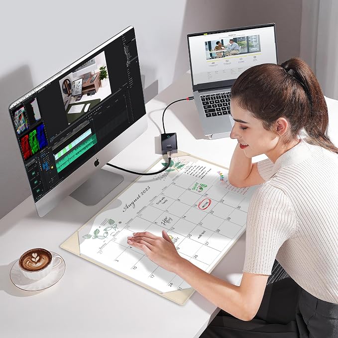 Gannyfer Large Desk Calendar 2026-2027 with Desktop Mat,22" x 17" Desktop Pad Calendar, 18 Month Table Calendar from July 2026 to Dec 2027, Office Supplies Perfect for Home School and Office - Gray