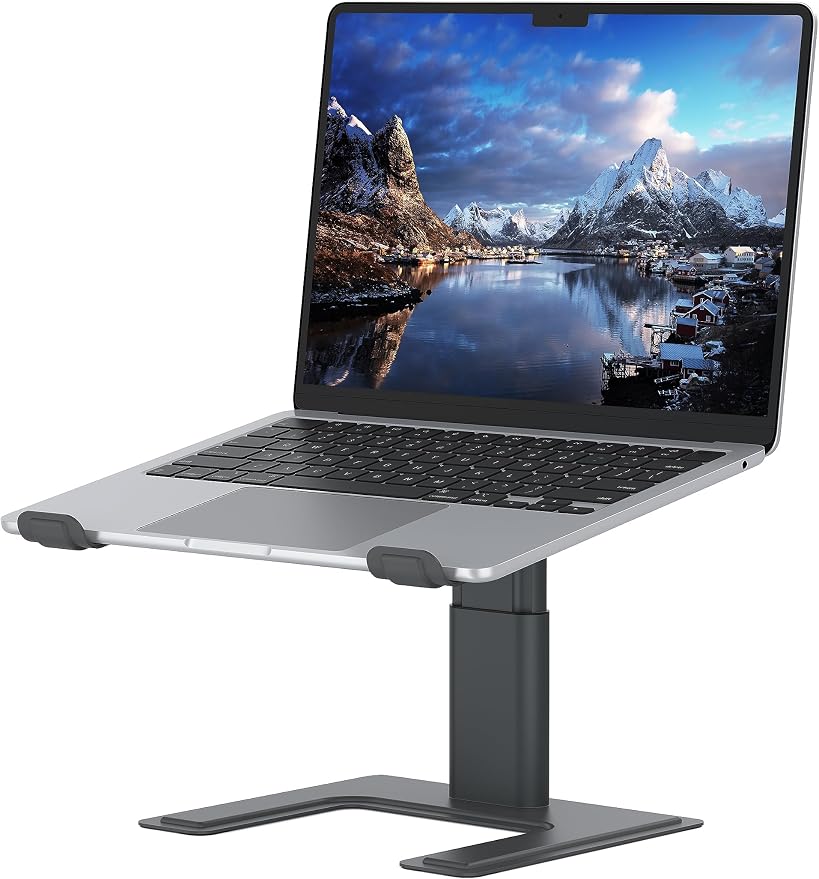 ALASHI Laptop Stand for Desk, Computer Stand Adjustable Height, Ergonomic Notebook Laptop Riser, Aluminum Metal Holder Compatible with 10 to 17.3 Inches Notebook PC Computer, Grey