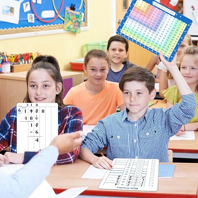 Multiplication Master Kit - 3 Pack Double Sided Dry Erase Math Whiteboards & Times Table Chart | 9"x12" Multiplication Division Boards + 8"x11" Multiplication Table | Classroom Homeschool Supplies