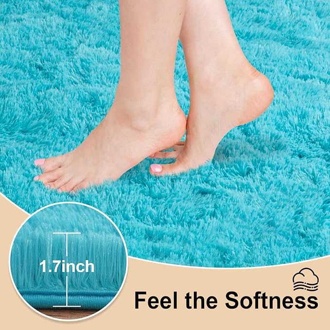 Mugorn Small Soft Shag Rugs for Bedroom, 3x5 Fluffy Area Rugs for Living Room