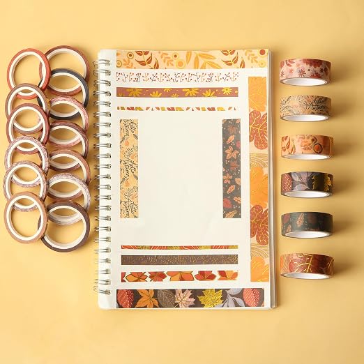 Mr. Pen- Washi Tape Set, 21 Rolls, Assorted Sizes, Autumn Leaves | 5.5 Yards/Roll, Washi Tape for Scrapbook, Arts, Crafts, Journals and Planners