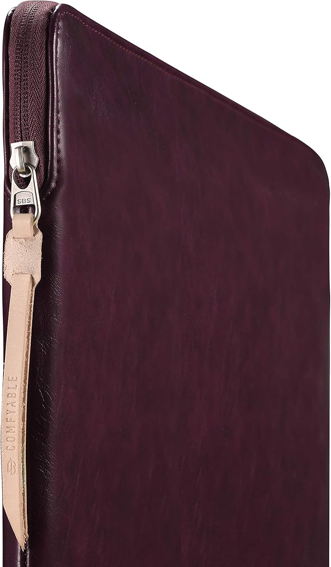 Comfyable Slim Protective Laptop Sleeve Compatible with 13/13.3/14 Inch MacBook Air & MacBook Pro, Mac Travel Case, Laptop Pouch, Slim PU Leather Cover M5/M4/M3/M2/M1 2025-2021, Berry Brown