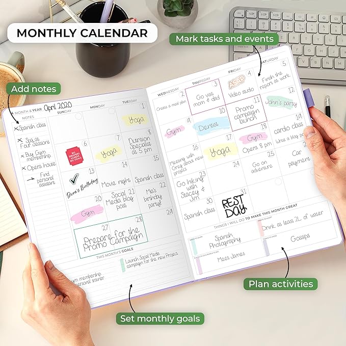 Clever Fox Planner PRO Schedule – Undated Weekly & Monthly Life Planner with Time Slots, Appointment Book & Daily Organizer, A4 (Lavender)