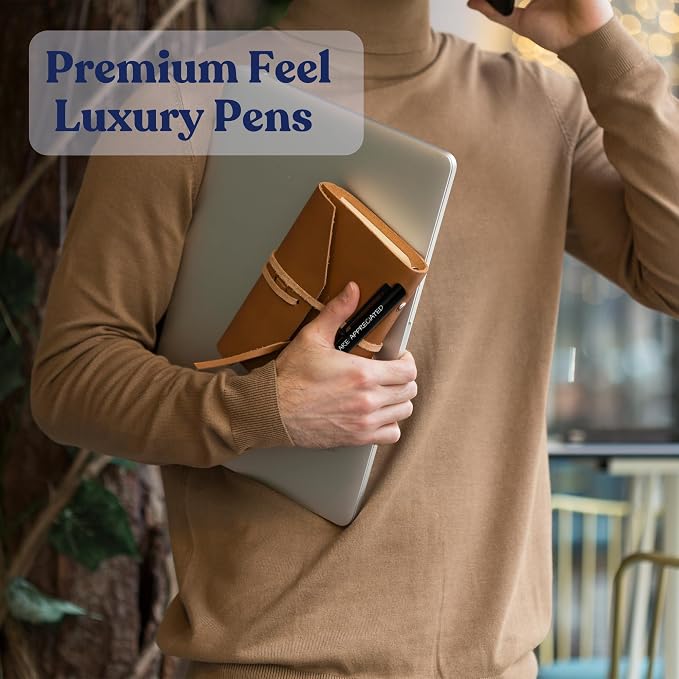 MESMOS 3pk Luxury Metal Ballpoint Pens, End of Year Teacher Gifts, Fancy Pens for Men, German Ink & Swiss Nib, 1mm Medium Tip, Thank You Gift Men, Cool Desk Accessories