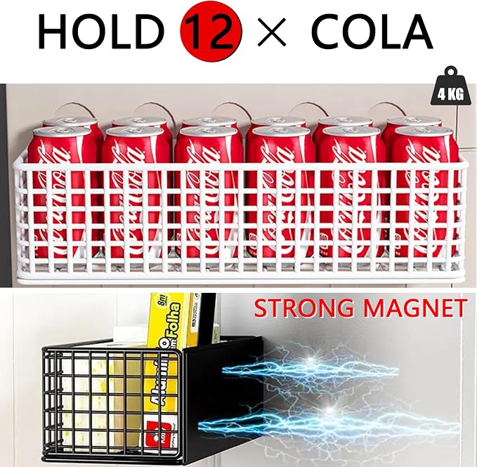 Buyyyit Magnetic Basket Magnetic Fridge Organizer Magnetic Pencil Holder Whiteboard Accessories Home Kitchen Organization (Black-High)