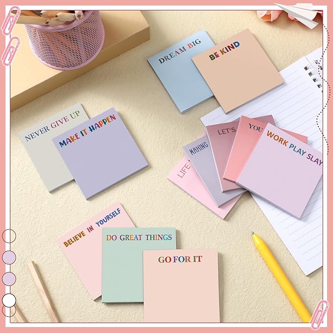 Yinder 24 Pcs Inspirational Sticky Notes Thank You Gift Motivational Sticky Note Pad Employee Appreciation Gift Bulk for Staff Coworker Teacher Nurse Office Groups 3 x 3'' (Inspirational,Aesthetics)