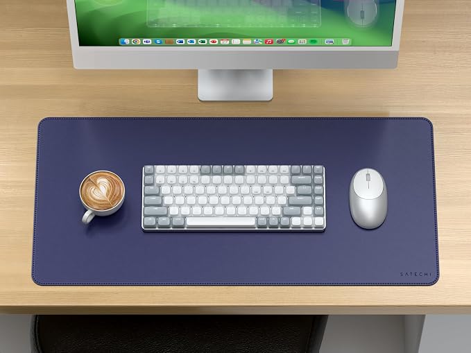 Satechi Vegan Leather Desk Mat, Large Mouse Pad Scratch and Water Resistant, Easy to Clean, Desk Pad for Office and Home, 26.8” x 12.4” x 0.1” - Future Dusk