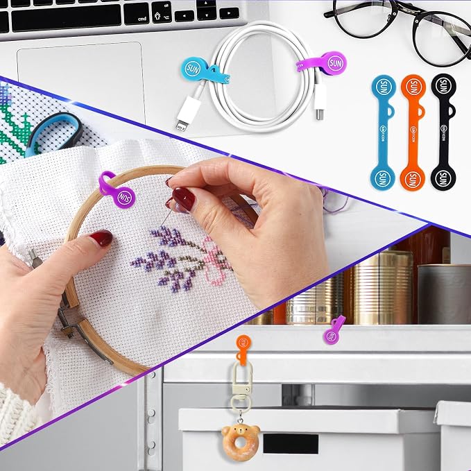 Cable Cord Organizer Magnetic Cord Organizers Twist Tie Magnet Clips Cord Wrap Keepers For Charging Cord Headphone Cord Holder Silicone Cable Strap Appliance Fridge Bookmark Whiteboard Keychain 14PACK