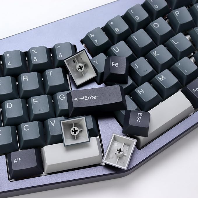 Apollo PBT Double Shot Keycap Set,176 Keys Grey Custom Key Cap Keycaps 60 Percent Cherry Profile Keycaps for 61/64/68/84/87/100/104/108 Mechanical Keyboard