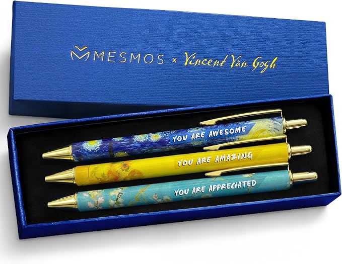 MESMOS Van Gogh Fancy Pens Gift Set, End of Year Teacher Appreciation Gifts for Women & Men, Thank You Gift Pen Sets for Coworkers, Inspirational Journal Pens, Starry Night Luxury Pen for Teachers