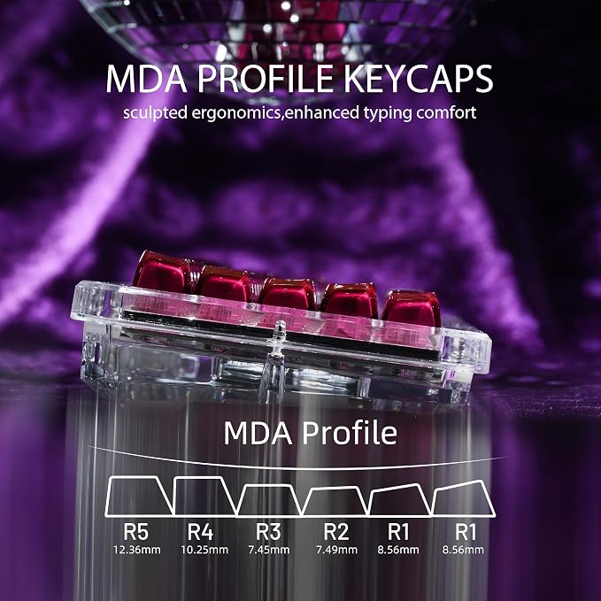 OHY XVX Jelly R2 Side-Printed Translucent MDA Profile Keycap Set, 122 Keys Double Shot PC+ABS Keycaps for MX Switches & ANSI Layout Mechanical Keyboards-Purple