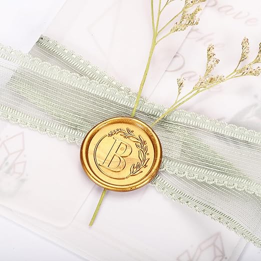 Yoption Vintage Letter B with Wreath Wax Seal Stamp Kit with 120 Antique Gold Wax Seal Beads