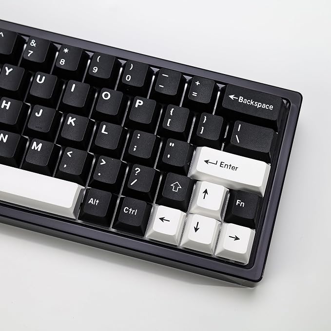 WOB PBT Double Shot Custom Keycap Set,174 Keys Black and White Gaming Key Caps Cherry Profile Keycaps for 61/64/68/84/87/100/104/108 Mechanical Keyboard
