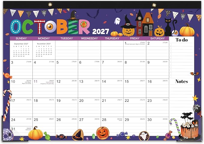Desk Calendar 2026-2027 - Desk/Wall Calendar 2026-2027, 17"×12", Jul.2026 - Dec.2027, 18 Monthly Calendar 26-27 with Corner Protectors - 12 Different Themes