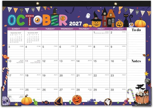 Desk Calendar 2026-2027 - Desk/Wall Calendar 2026-2027, 17"×12", Jul.2026 - Dec.2027, 18 Monthly Calendar 26-27 with Corner Protectors - 12 Different Themes