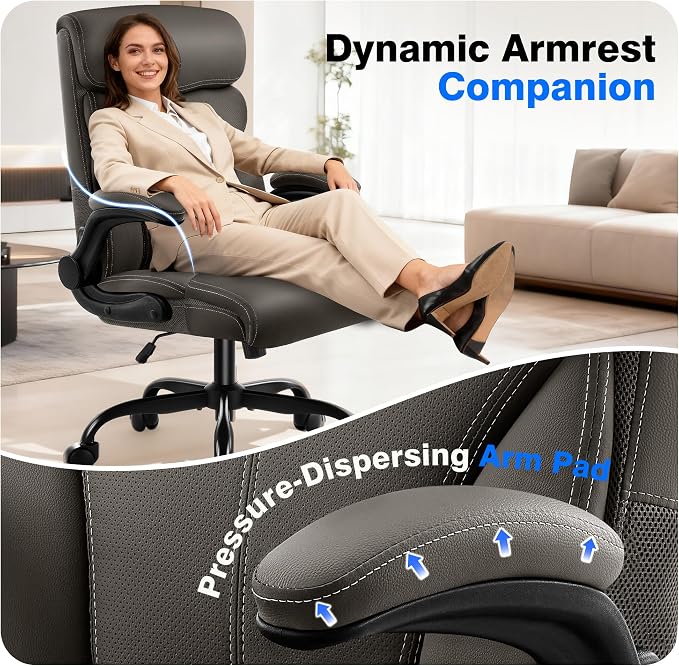 AreShark Leather Office Chair - Executive High Back Ergonomic Desk Chairs | Breathable Computer Chair with Lumbar Support & Rock Function, Rolling Swivel Seat for Working, Studying, Gaming & Relaxing