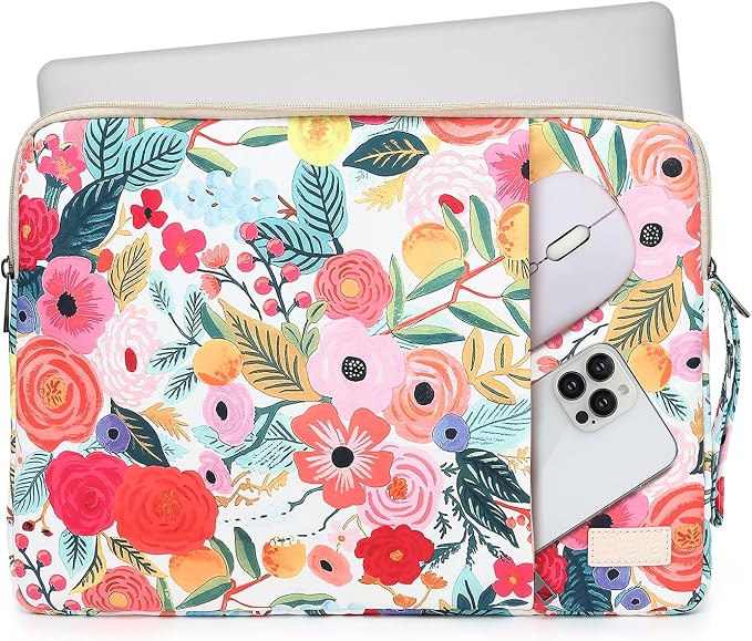 Laptop Sleeve 13.3 inch14 Inch, 15.6inchWater Resistant Traveling Computer Cover with Handle, Shockproof Protective Carrying Laptop Case (Y8-Garden Rose, 15 inch-15.6 inch)