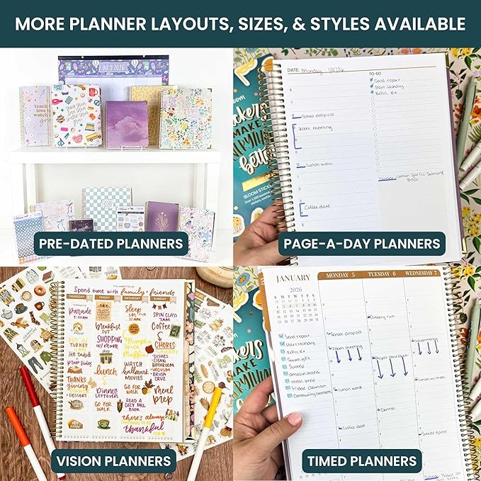 bloom daily planners All in One Ultimate Monthly & Weekly Undated Calendar Planner V2, Notebook, Sketch Book, Grid Pages, Coloring Book and More! 9" x 11" - Interchangeable Cover