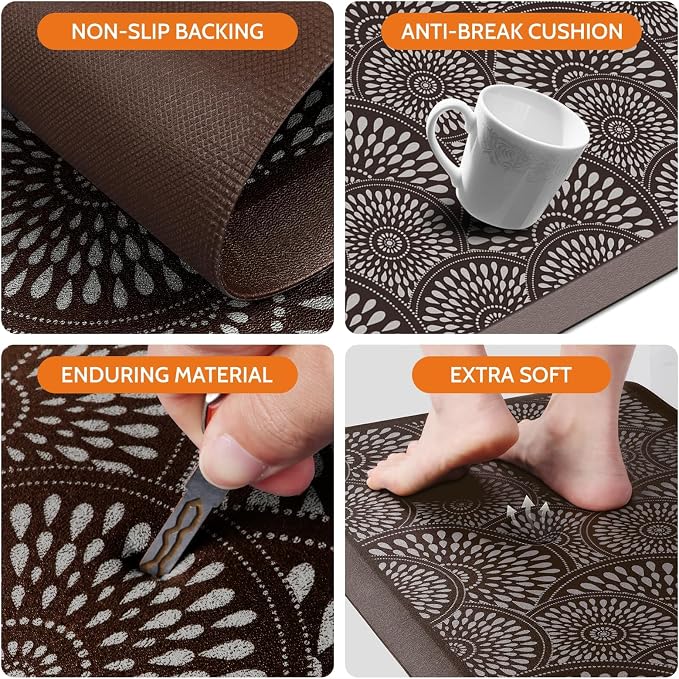 Mattitude 4/5 Inch Kitchen Mat, 20x51in Heavy Duty Ergonomic Comfort Foam Standing Desk Mat, Waterproof Non-Slip Standing Mats and Rugs for Kitchen, Office, Black